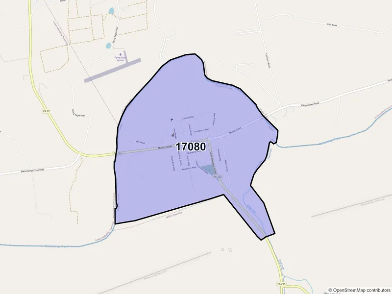 Map of Pillow, Pennsylvania and ZIP codes