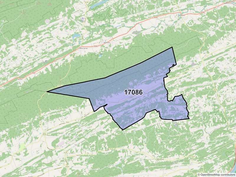 Map of Richfield, Pennsylvania and ZIP codes