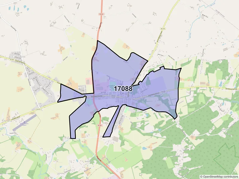 Map of Schaefferstown, Pennsylvania and ZIP codes