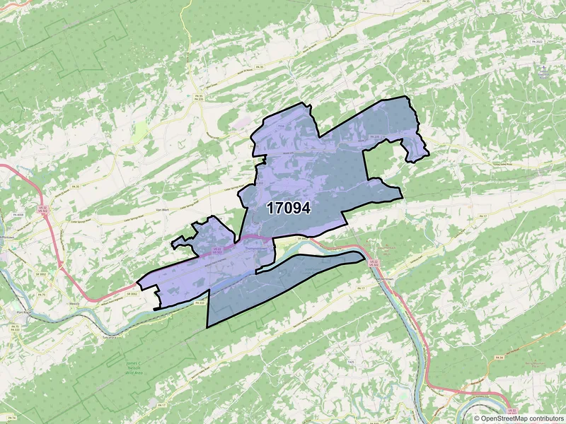 Map of ZIP Code 17094 — Thompsontown, PA