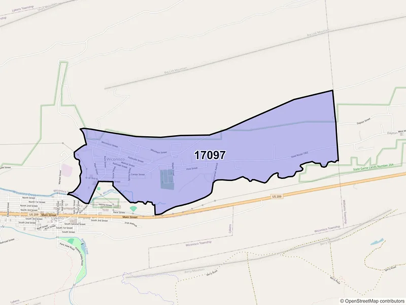 Map of Wiconisco, Pennsylvania and ZIP codes