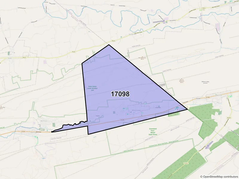 Map of ZIP Code 17098 — Williamstown, PA