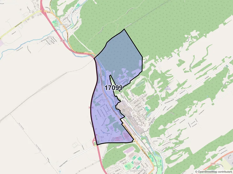Map of Yeagertown, Pennsylvania and ZIP codes