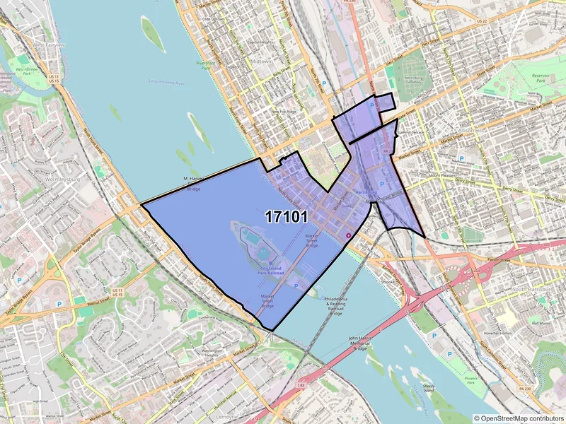 Map of ZIP Code 17101 — Harrisburg, PA