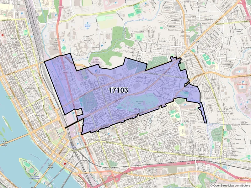Map of ZIP Code 17103 — Harrisburg, PA
