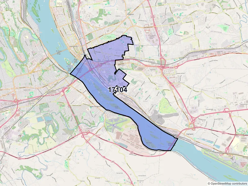 Map of ZIP Code 17104 — Harrisburg, PA