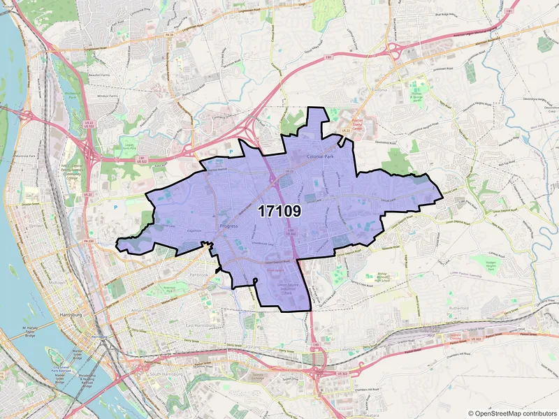 Map of ZIP Code 17109 — Harrisburg, PA