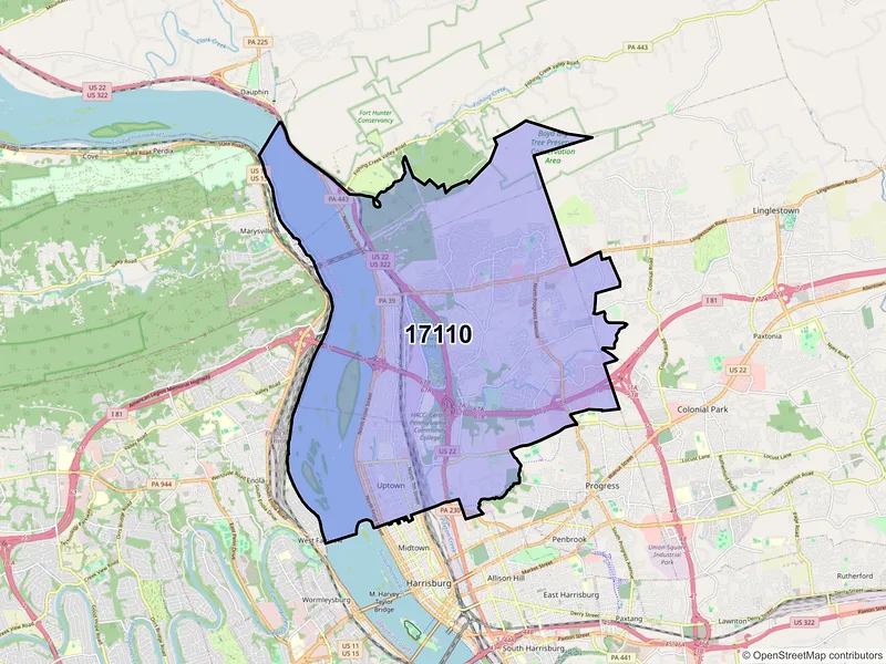 Map of ZIP Code 17110 — Harrisburg, PA