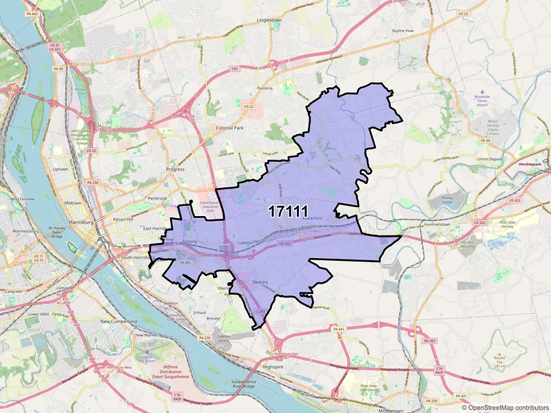 Map of ZIP Code 17111 — Harrisburg, PA