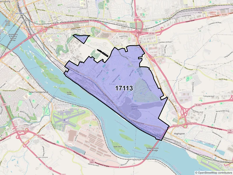 Map of ZIP Code 17113 — Harrisburg, PA