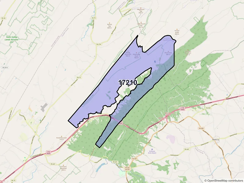 Map of Amberson, Pennsylvania and ZIP codes