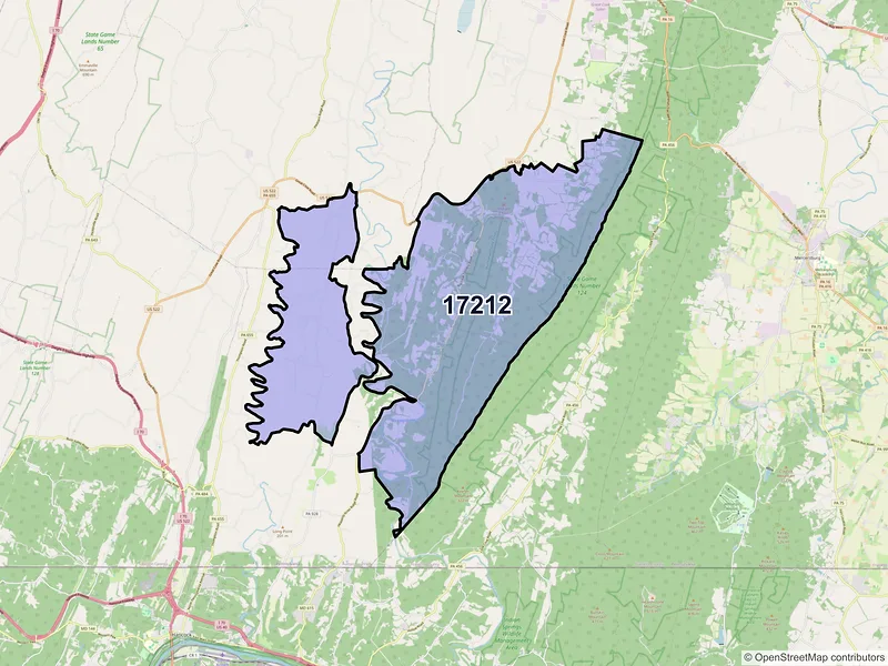 Map of ZIP Code 17212 — Big Cove Tannery, PA