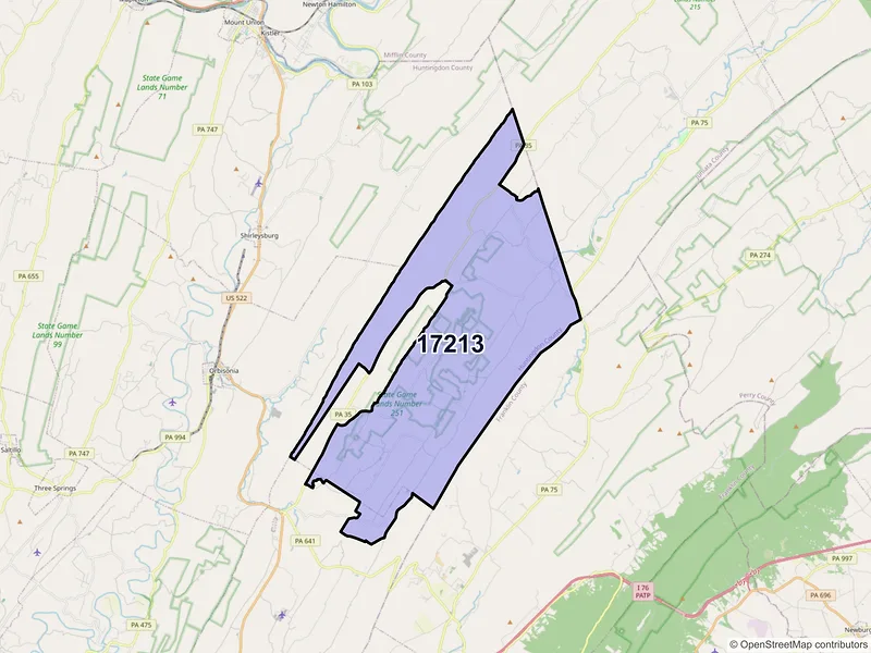 Map of ZIP Code 17213 — Blairs Mills, PA