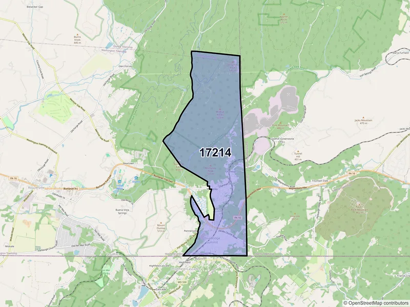 Map of ZIP Code 17214 — Blue Ridge Summit, PA