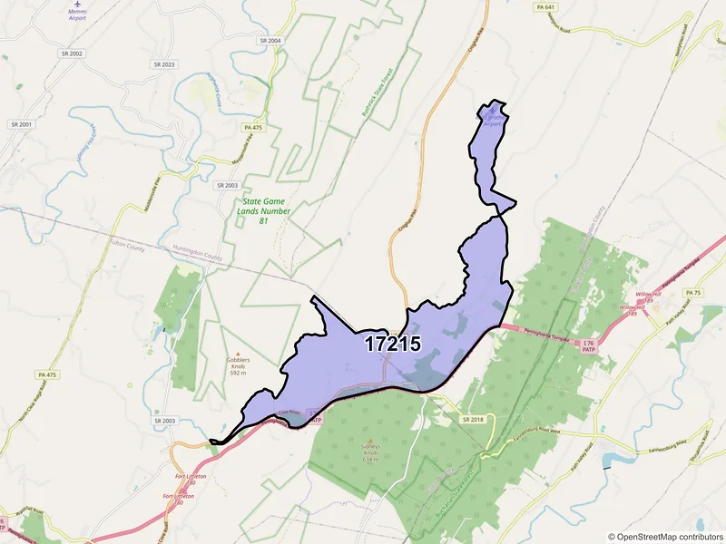 Map of ZIP Code 17215 — Burnt Cabins, PA