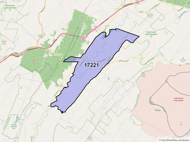 Map of ZIP Code 17221 — Fannettsburg, PA