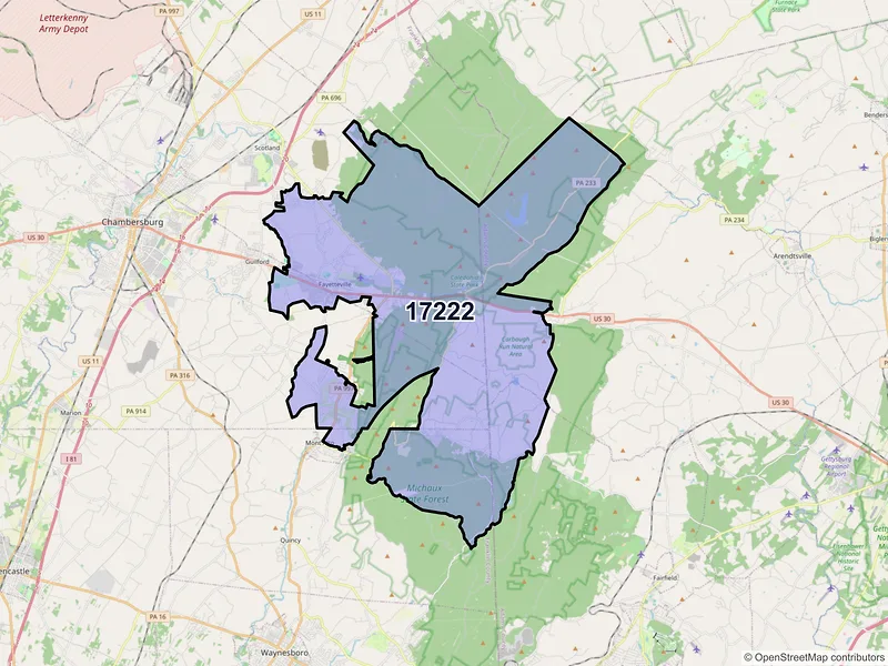 Map of ZIP Code 17222 — Fayetteville, PA