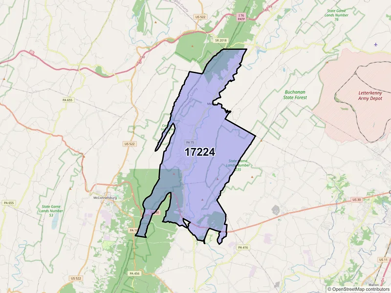 Map of ZIP Code 17224 — Fort Loudon, PA