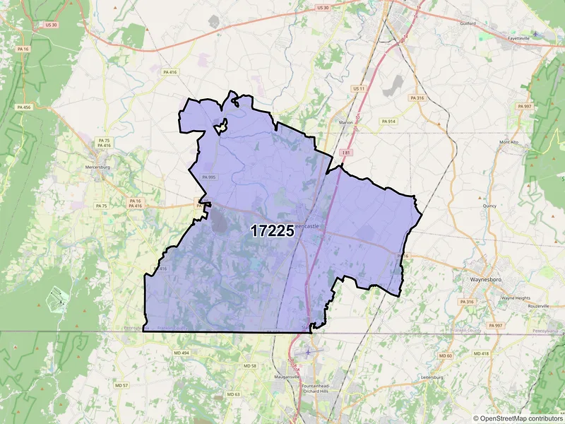 Map of ZIP Code 17225 — Greencastle, PA