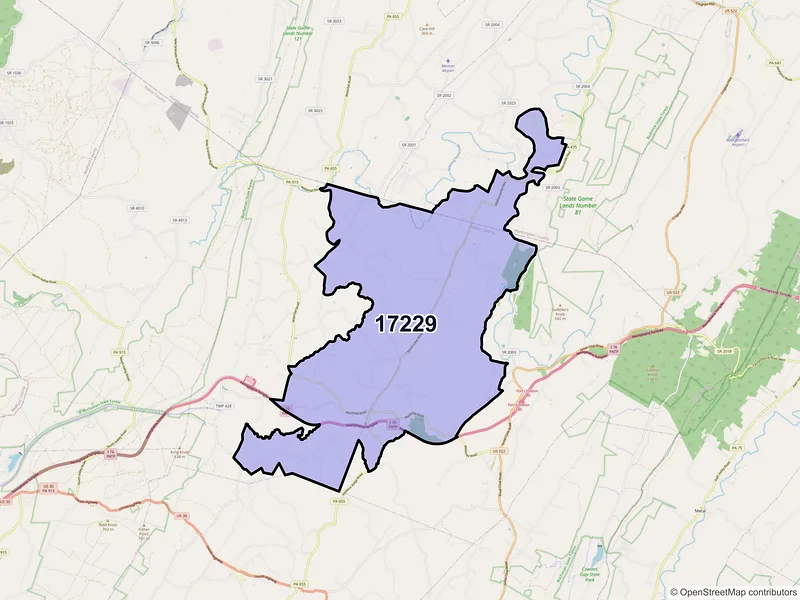 Map of ZIP Code 17229 — Hustontown, PA