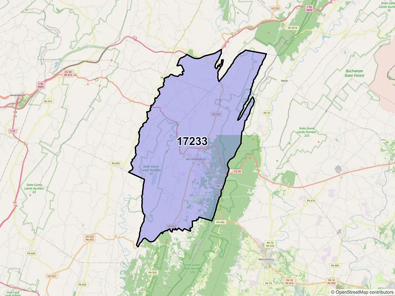 Map of Mc Connellsburg, Pennsylvania and ZIP codes