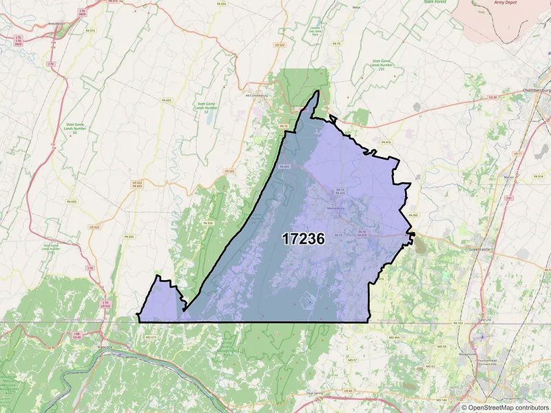 Map of ZIP Code 17236 — Mercersburg, PA