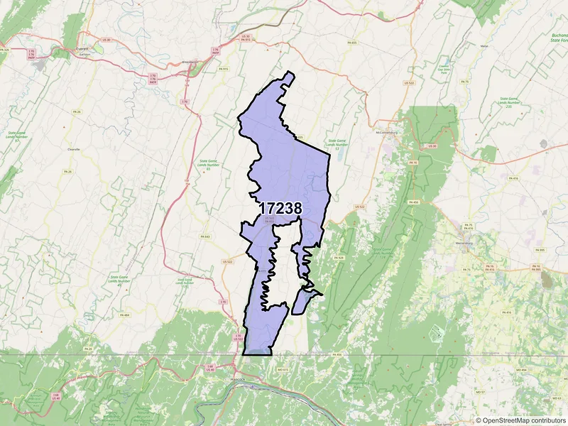 Map of ZIP Code 17238 — Needmore, PA