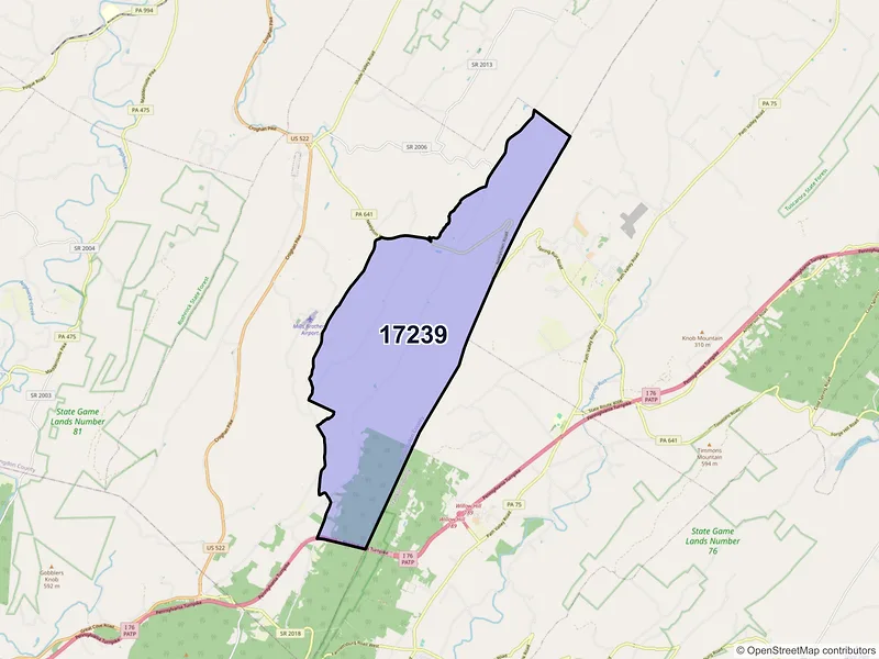Map of ZIP Code 17239 — Neelyton, PA