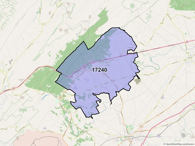 Map of ZIP Code 17240 — Newburg, PA
