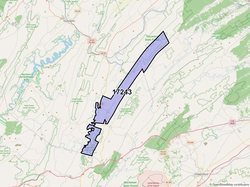 Map of ZIP Code 17243 — Orbisonia, PA
