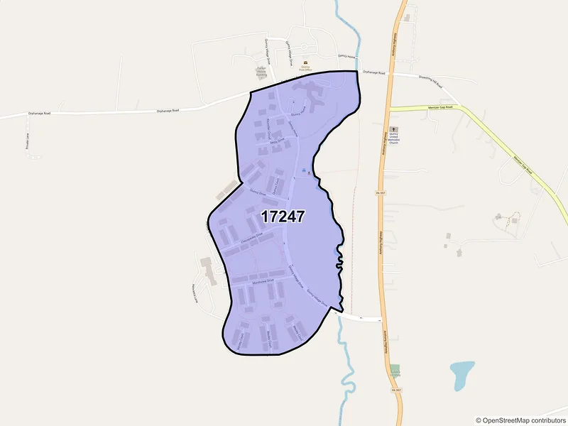 Map of Quincy, Pennsylvania and ZIP codes