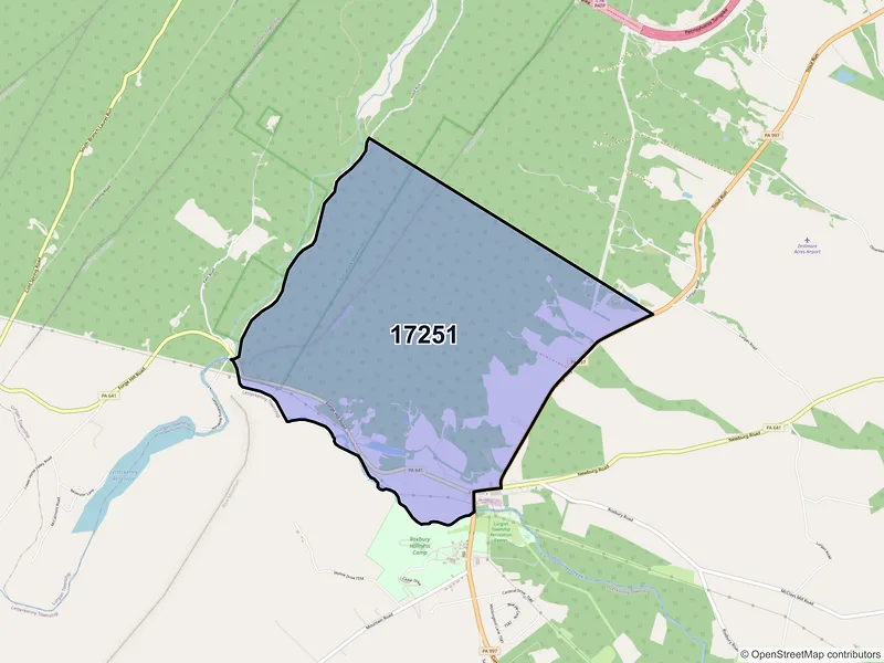 Map of Roxbury, Pennsylvania and ZIP codes