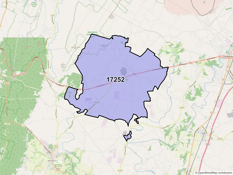 Map of ZIP Code 17252 — Saint Thomas, PA