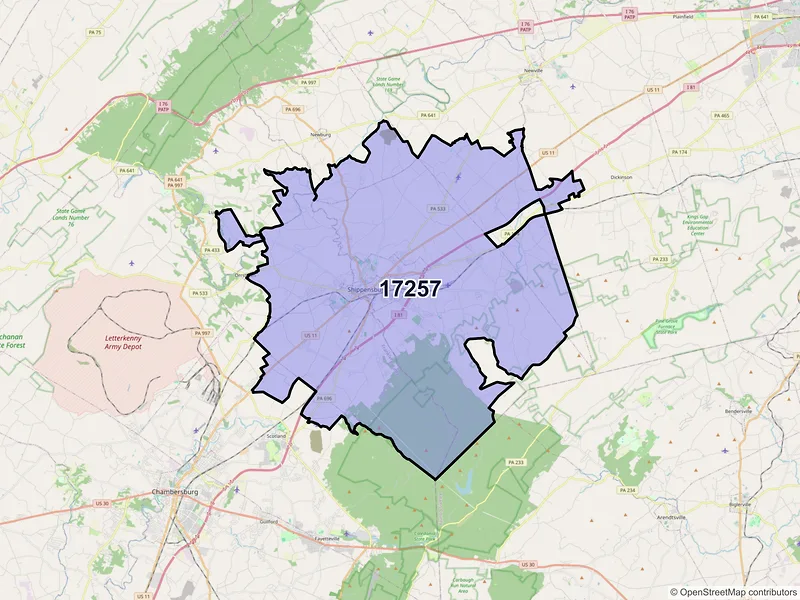 Map of ZIP Code 17257 — Shippensburg, PA