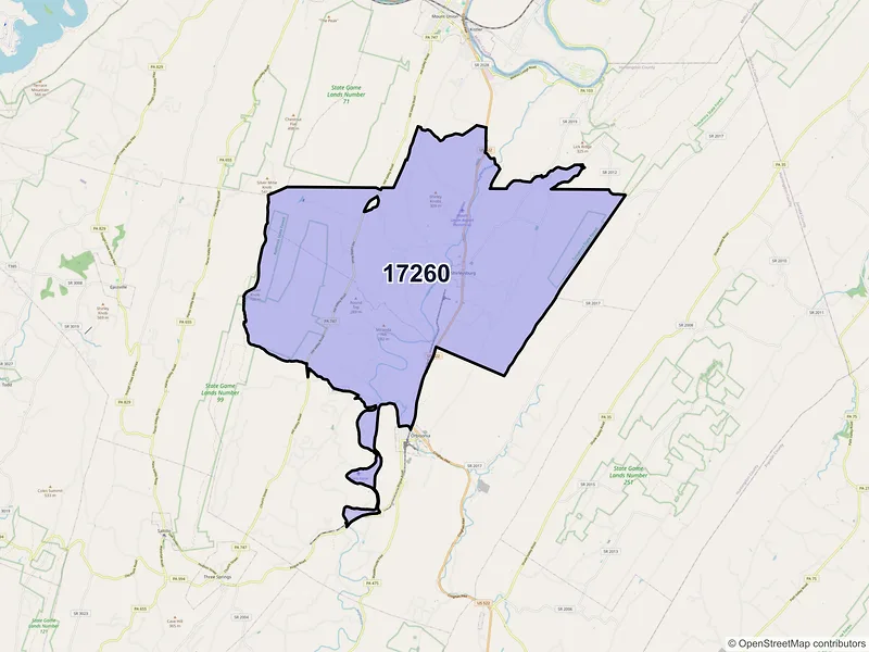 Map of ZIP Code 17260 — Shirleysburg, PA