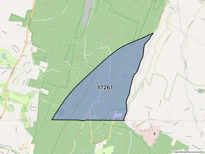 Map of South Mountain, Pennsylvania and ZIP codes
