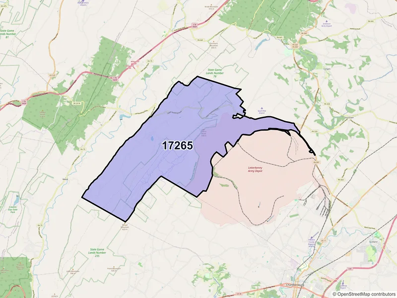 Map of Upperstrasburg, Pennsylvania and ZIP codes