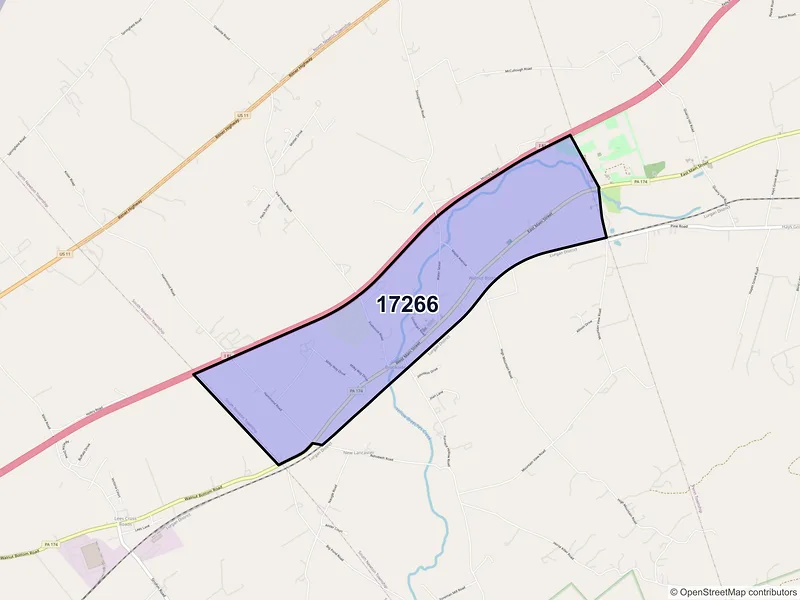 Map of ZIP Code 17266 — Walnut Bottom, PA
