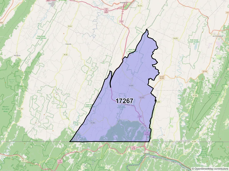 Map of ZIP Code 17267 — Warfordsburg, PA