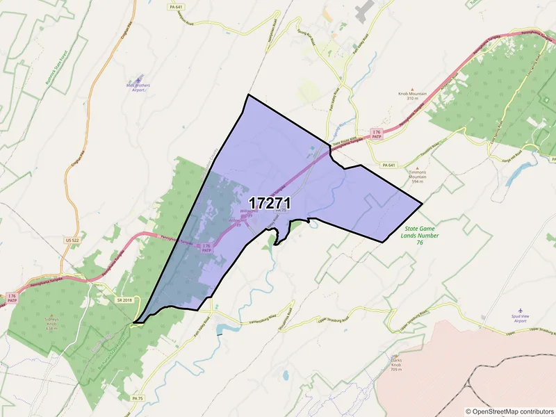 Map of ZIP Code 17271 — Willow Hill, PA