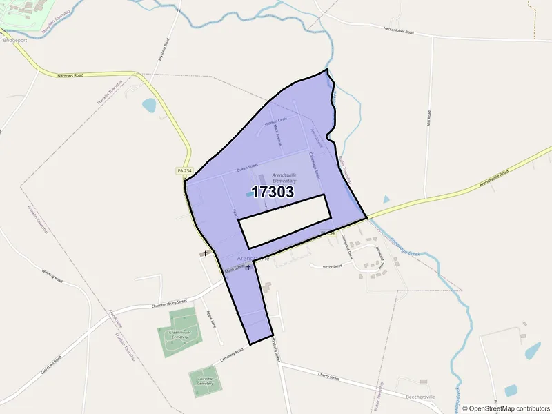 Map of Arendtsville, Pennsylvania and ZIP codes