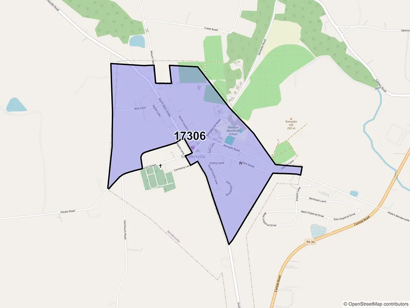 Map of Bendersville, Pennsylvania and ZIP codes