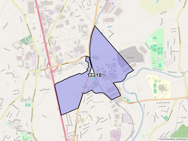 Map of Emigsville, Pennsylvania and ZIP codes