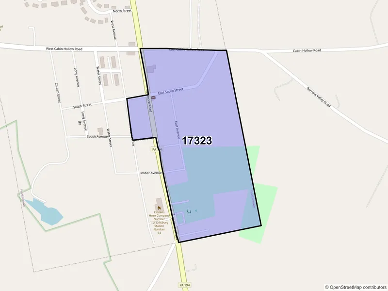 Map of Franklintown, Pennsylvania and ZIP codes