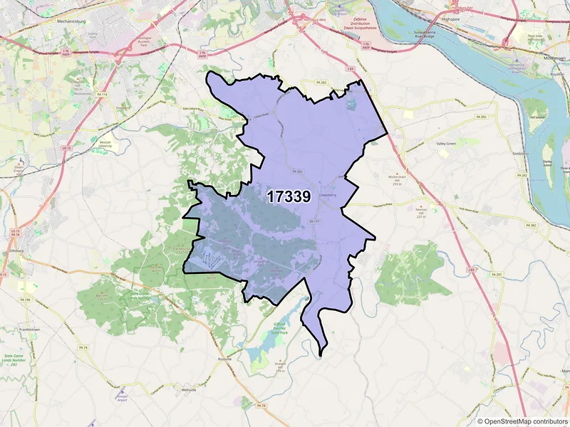 Map of ZIP Code 17339 — Lewisberry, PA