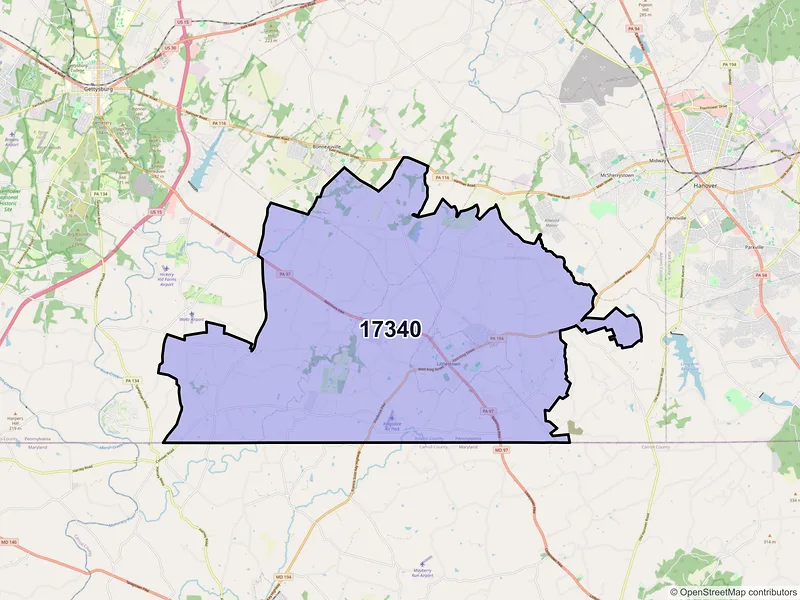 Map of ZIP Code 17340 — Littlestown, PA