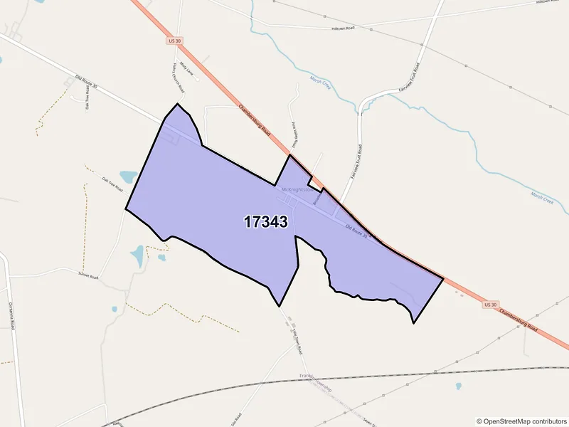 Map of Mc Knightstown, Pennsylvania and ZIP codes