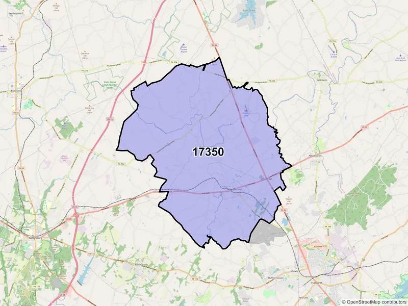 Map of ZIP Code 17350 — New Oxford, PA