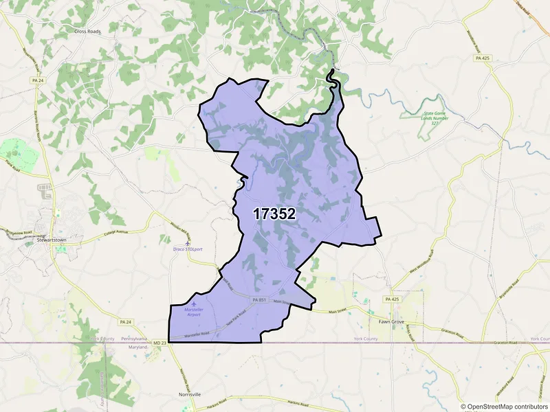 Map of ZIP Code 17352 — New Park, PA