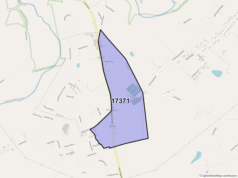 Map of York New Salem, Pennsylvania and ZIP codes